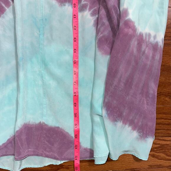 Gypsy 05 Y2K Silk Aqua Purple Tie Dye Strapless Tube Maxi Dress Size XS - Picture 13 of 14